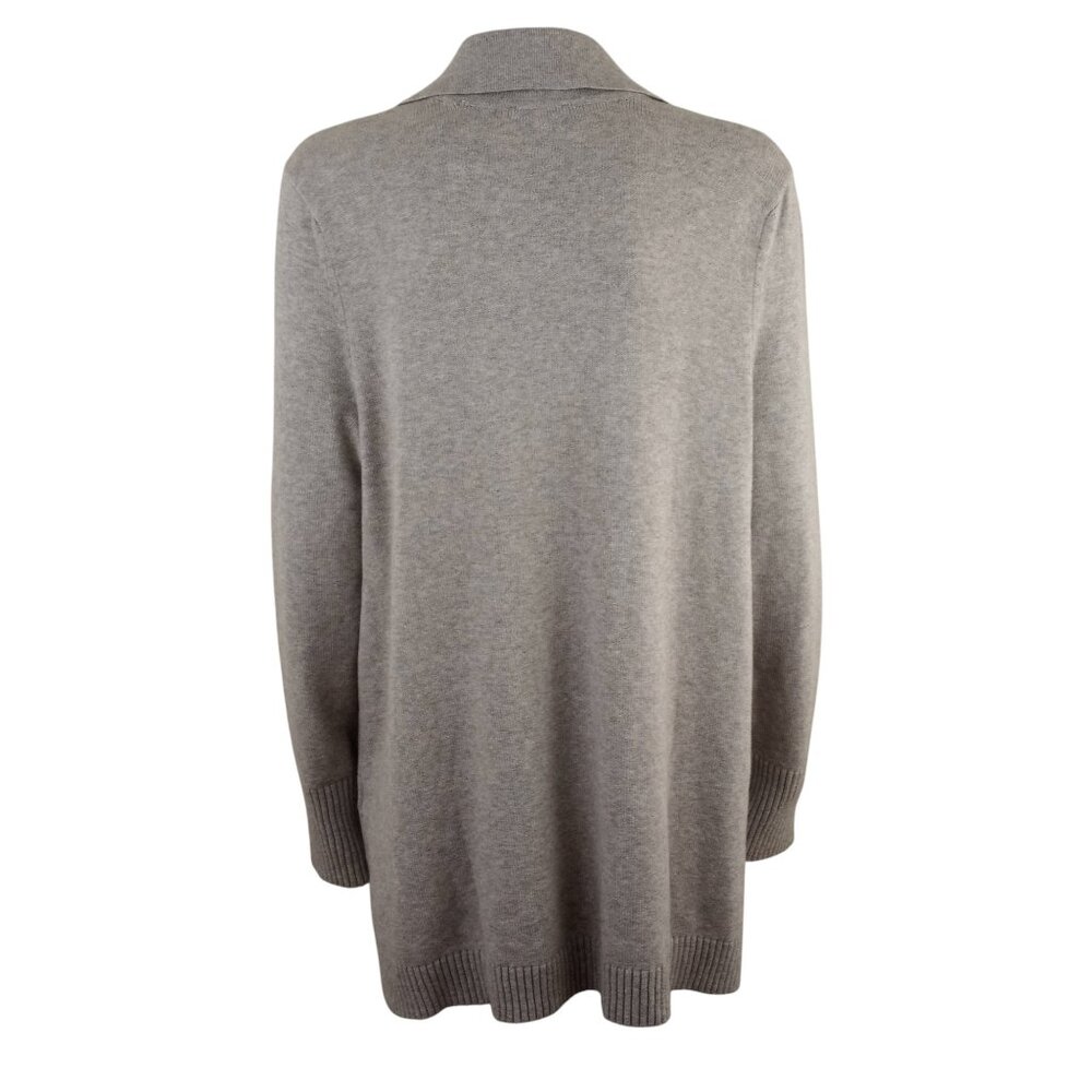 J Jill Pure Gray Heather Collared Split Neck Long Sleeve Tunic Sweater - Picture 6 of 9